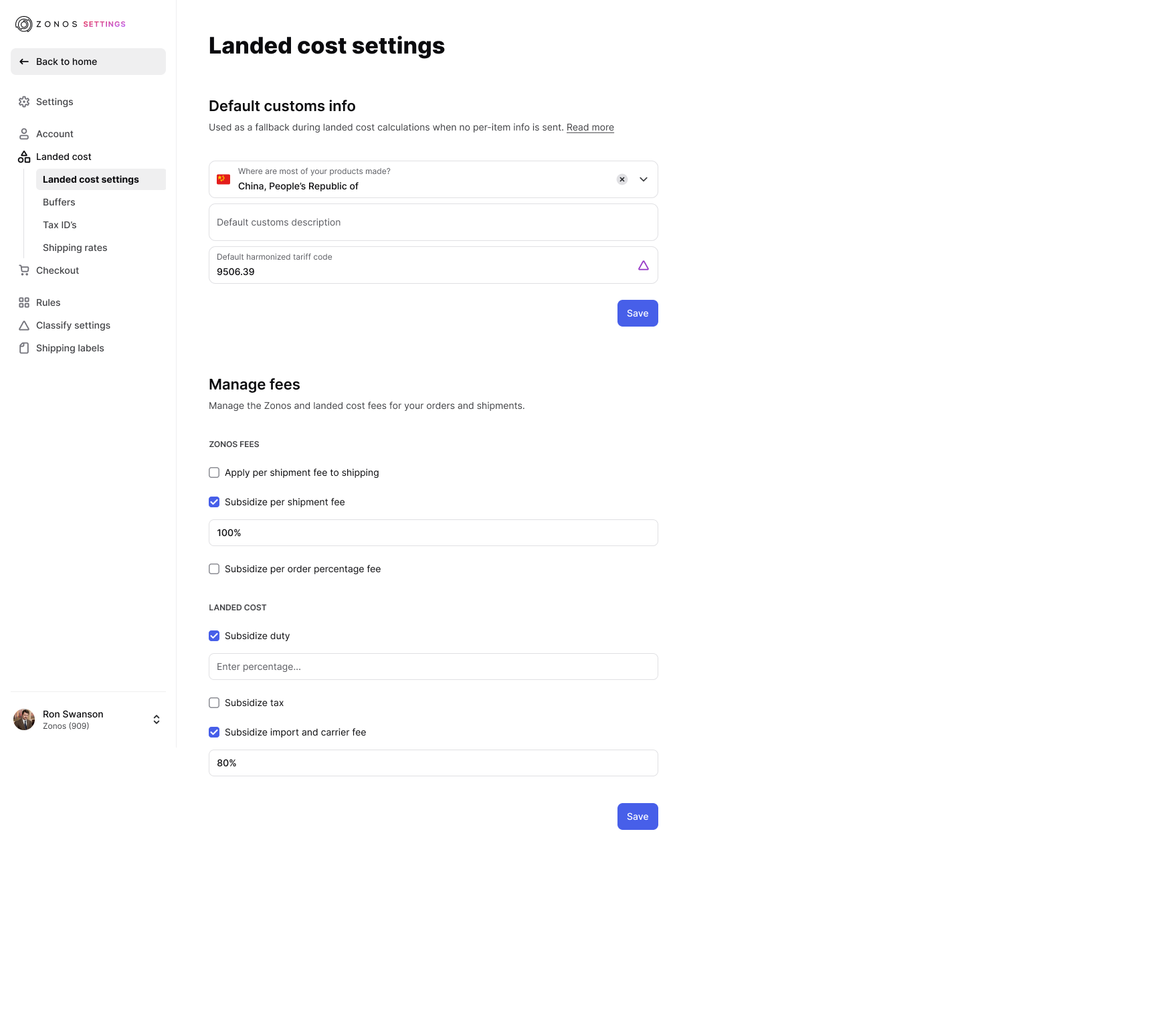 Administrer afgifter, skatter og gebyrer i Dashboard