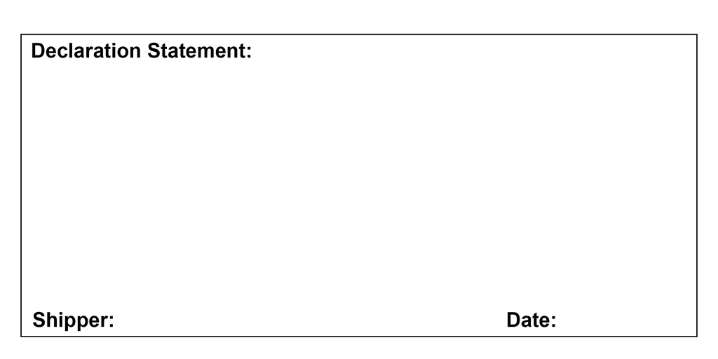 En grafik, der viser erklæringsstatementet, afsenderen og datoen på en handelsfaktura.