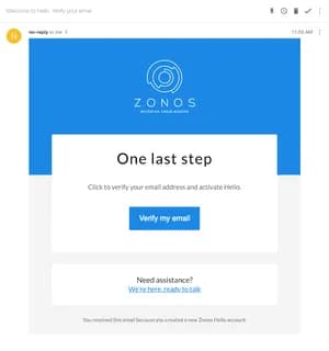 Check your inbox for an email to activate your Zonos
account.