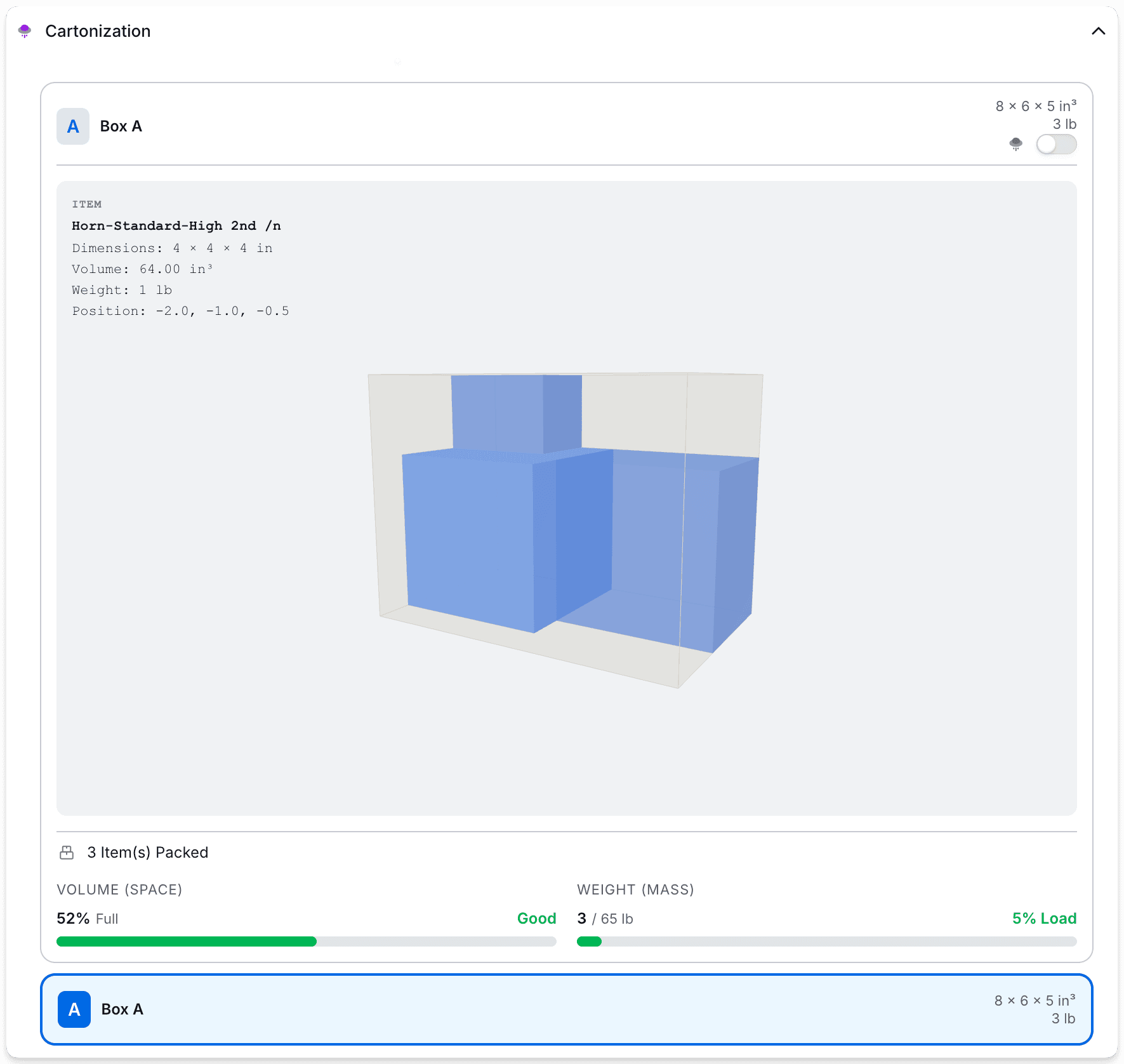 3D order cartonization example