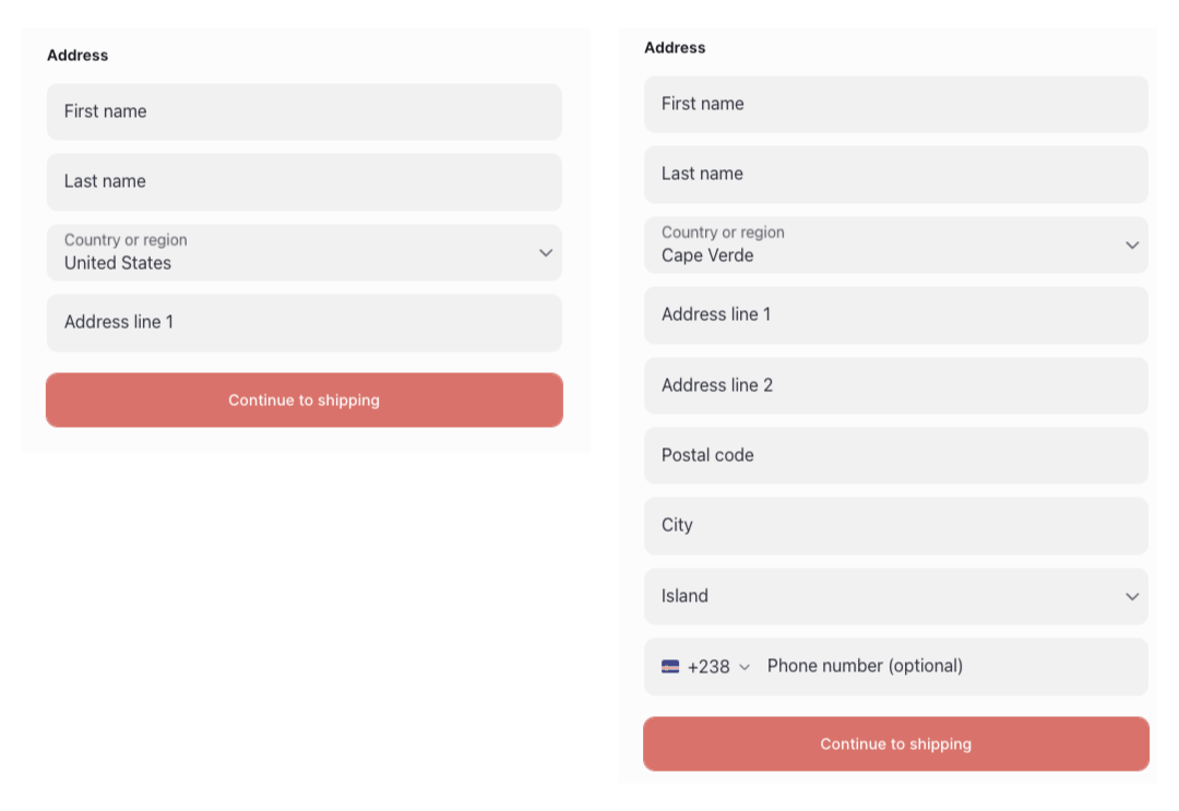 Formats d'adresse mondiaux dans Checkout