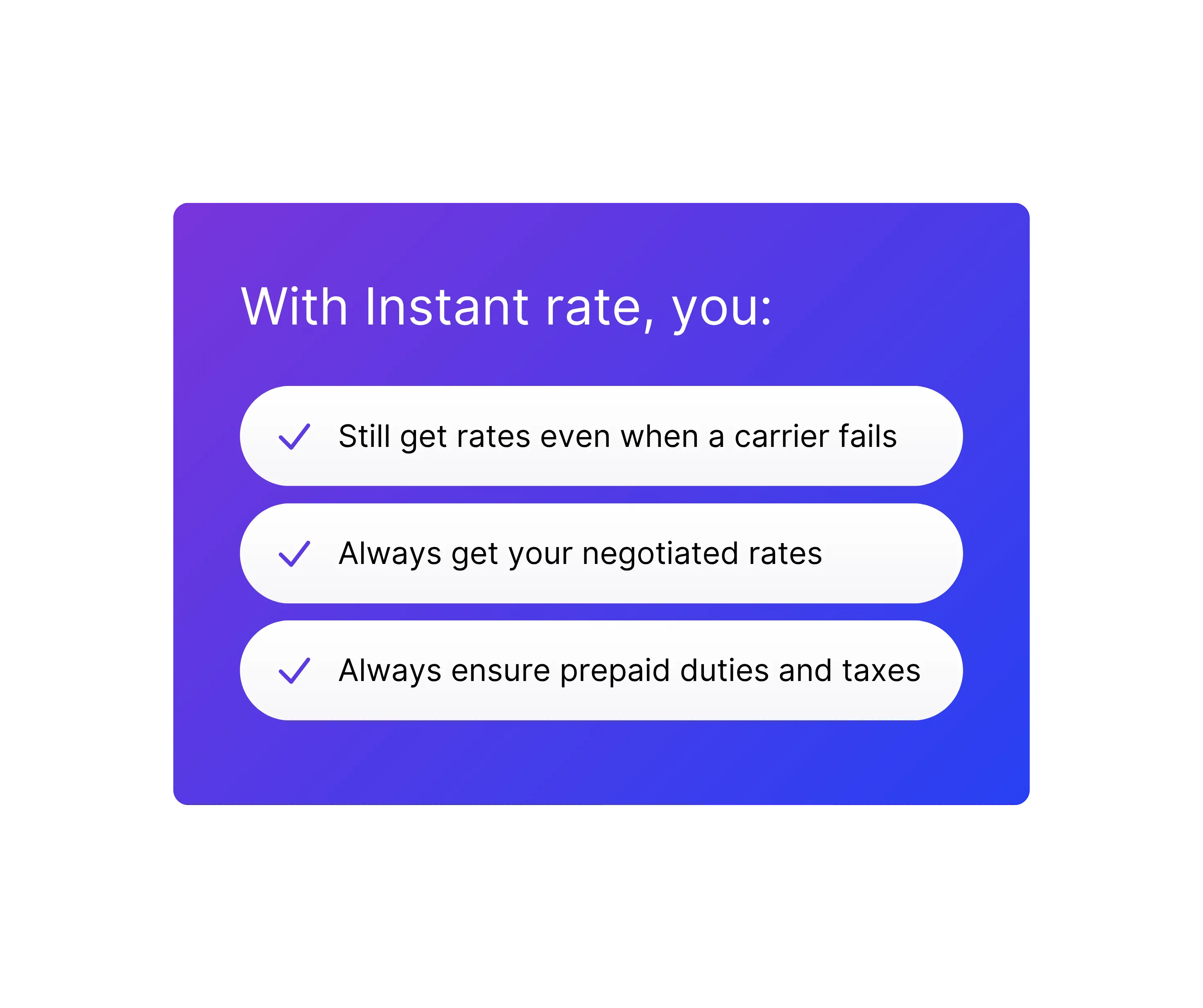 Instant rate benefits