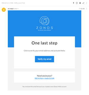 Check your inbox for an email to activate your Zonos
account.