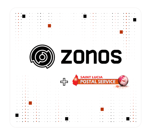 Saint Lucia Postal Service and Zonos logos