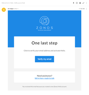 Check your inbox for an email to activate your Zonos
account.